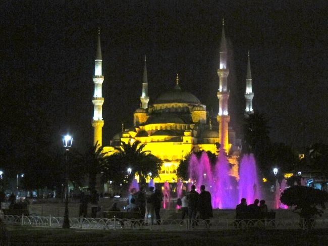 Blue Masque at night