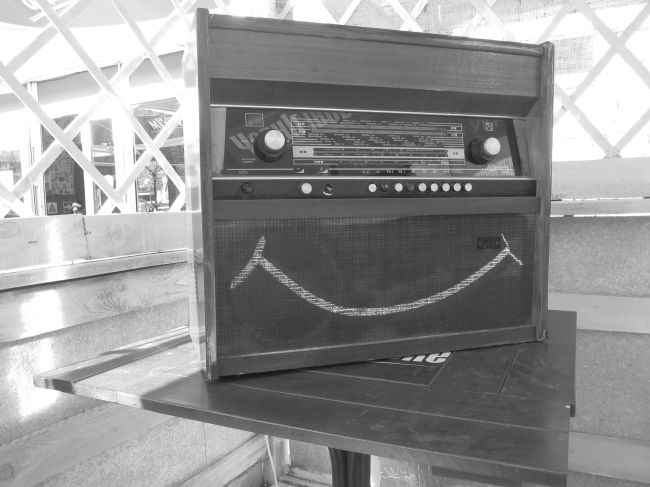 Radio for homeless man post